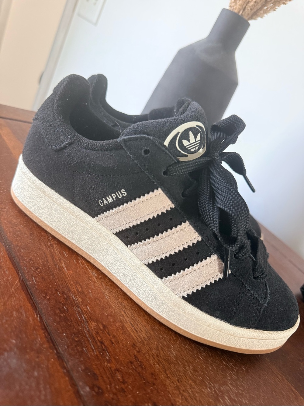 adidas Black Suede Campus Sneakers with White Stripes